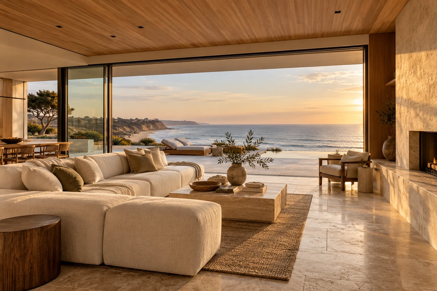 AI concept of a coastal interior; not a real listing